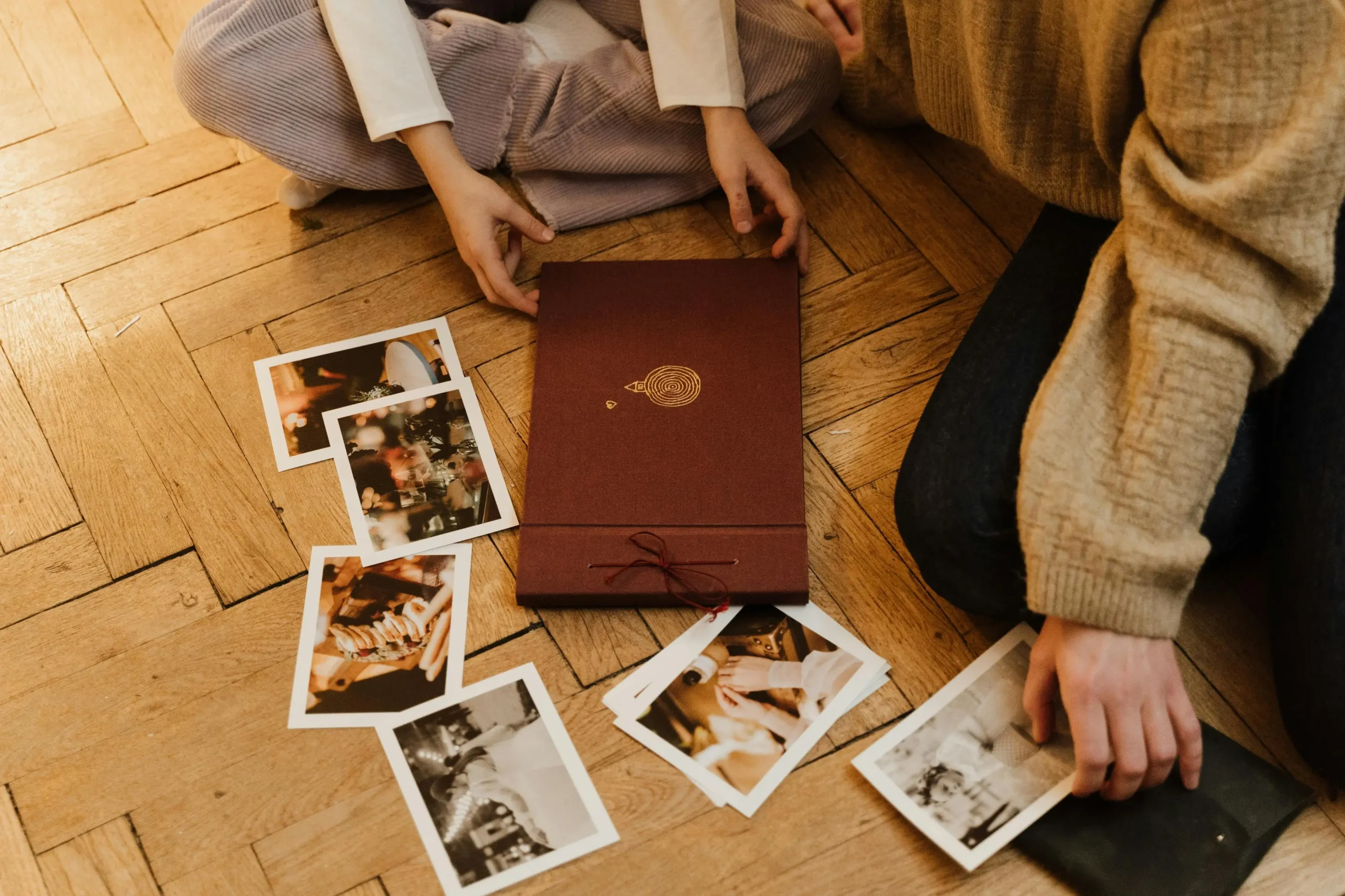 People organizing photos
