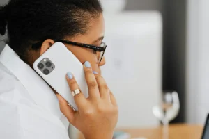Woman holding phone